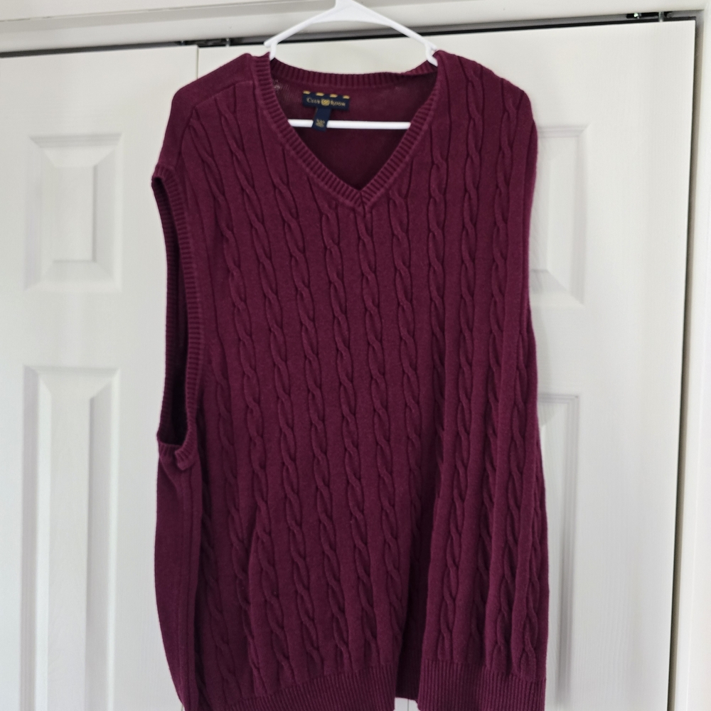 Club Room Cable-Knit V-Neck Sweater Vest - Burgundy